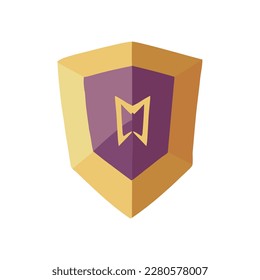 purple shield design over white