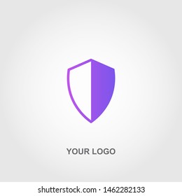 purple shield logo. gradation color template design vector