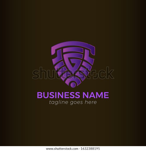 Purple Shield Logo Template Letter G Stock Vector (Royalty Free ...