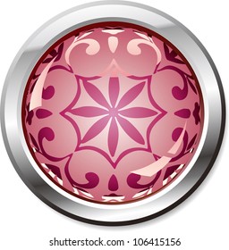 purple shiny button-with a retro pattern