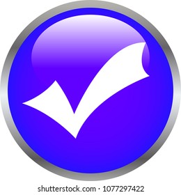 Purple Shiny round button with check mark
