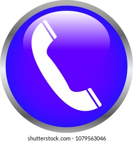 Purple Shiny round button with phone mark
