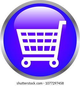 Purple Shiny round button with Shopping cart mark