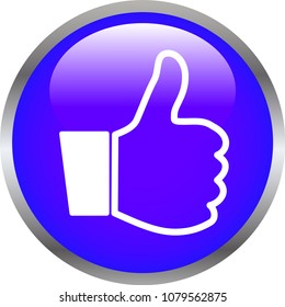 Purple Shiny round button with Thumbsup mark