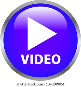 Purple Shiny round button with video mark