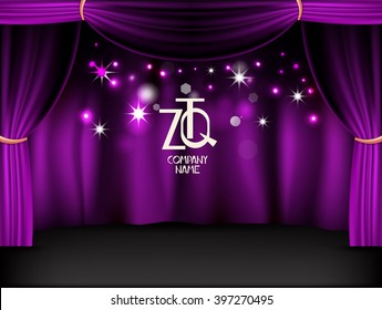 Purple shiny stage. Vector background