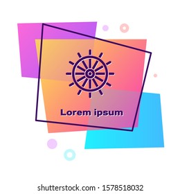 Purple Ship steering wheel icon isolated on white background. Color rectangle button. Vector Illustration