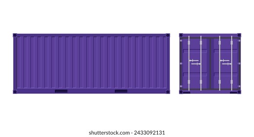 Purple shipping cargo container for transportation. Vector illustration in flat style. Isolated on white background.	
