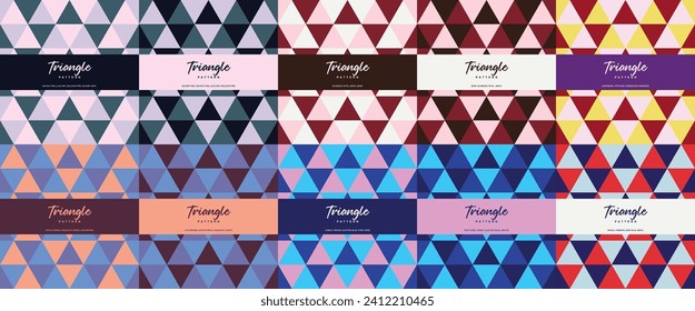 Purple shock triangle color theme seamless pattern set
