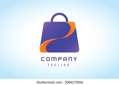 purple shopping bag with orange slice gradient logo