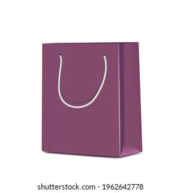 Purple shopping bags on white background,shopping bag isolated  for shopping advertising design,vector 3d