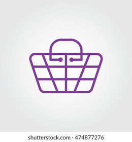 Purple shopping basket line art icon