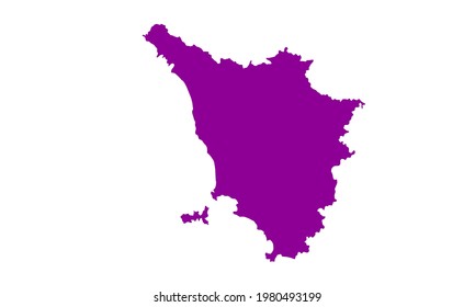 Purple silhouette of central Italy map of Tuscany
