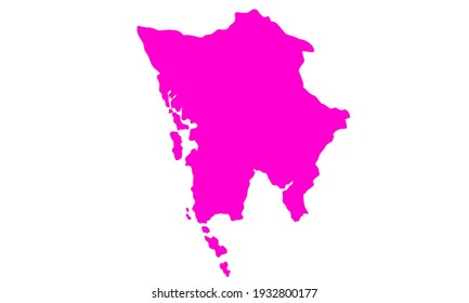 Purple silhouette of Krong Khemara Phoumin city map in Cambodia on a white background