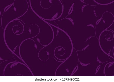 Diseño vectorial de la hoja de silueta púrpura y el patrón floral