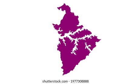 Purple silhouette map of the city of São Bernardo do Campo in Brazil