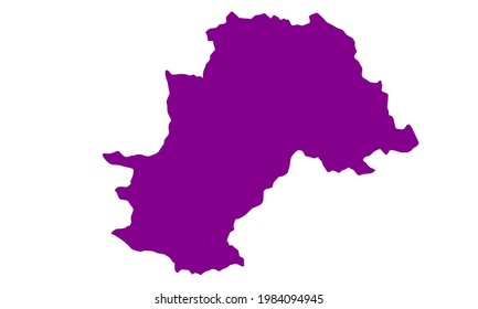 Purple silhouette map of the city of Campinas in southern Brazil