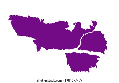 Purple silhouette of map of the city of Cherepovets in Russia