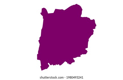 purple silhouette map of the city of Mülheim an der Ruhr, Germany in Germany