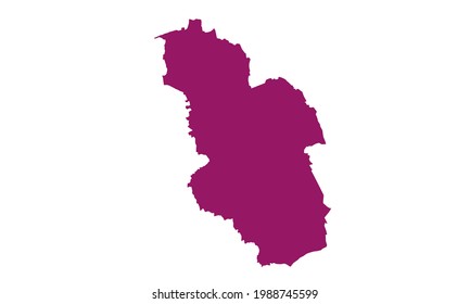 Purple silhouette map of the city of Gelsenkirchen in Germany