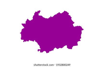 Purple silhouette of a map of the city of Gimhae in South Korea on a white background