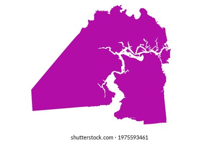 Purple silhouette of a map of the city of Jacksonville in Florida
