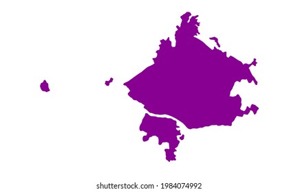 Purple silhouette map of the city of Kaluga in Russia