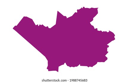 purple silhouette of a map of the city of Leverkusen in Germany