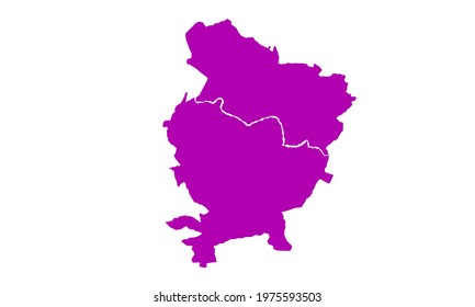 Purple silhouette map of the city of Lucknow in India