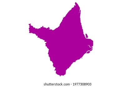 Purple silhouette of map of the city of Macapa in Brazil