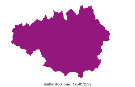 Purple silhouette map of the city of Manchester in Great Britain