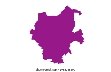 Purple silhouette map of the city of Monchengladbach in Germany