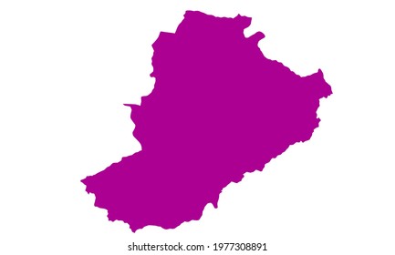 Purple silhouette of map of the city of Ribeirao Preto in Brazil