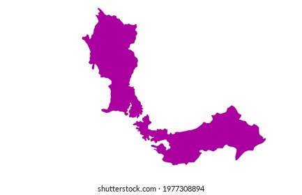 Purple silhouette map of the city of Santo André in Brazil