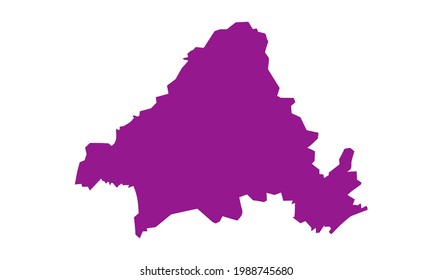 purple silhouette of a map of the city of Solingen in Germany