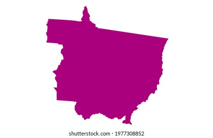 Purple silhouette map of cuiba state in Brazil