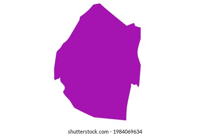 Purple silhouette map of eSwatini country in South Africa