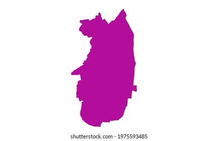 Purple silhouette of map of the island of Madeira in Portugal