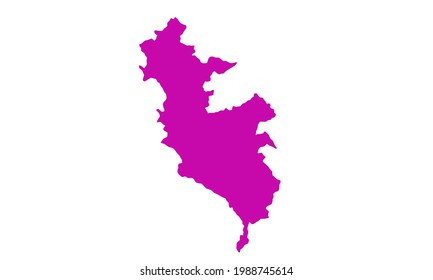 Purple silhouette map of Lima in Peru