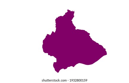 purple silhouette of a map of the Manufahi district in timor leste on a white background