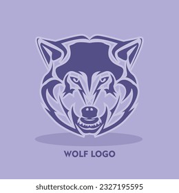 purple silhouette wolf game logo design vector. logo illustration in a modern style