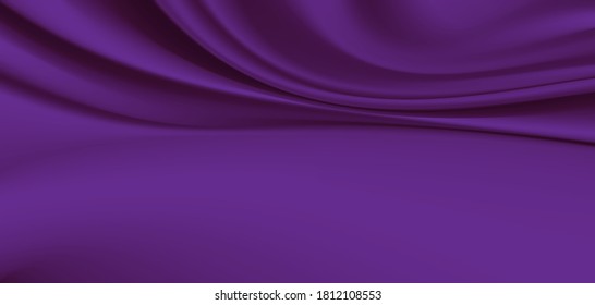 Purple Silk Background Design For Product Advertising For Catalog.Purple Silk Background. Purple Fabric Background. Smooth Texture Vector.