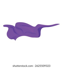 Purple silk fabric flowing in the air, textile waving on wind