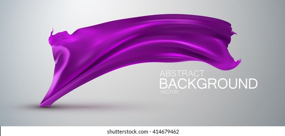 Purple silk fabric. Vector illustration with purple satin or silk fabric. Vector glossy textile flag  