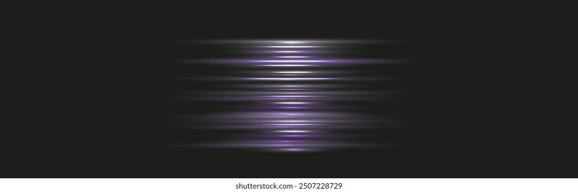 Purple silver lines eps, laser beam, vector, metallic glow elements for banner, web, violet equalizer illustration on transparent background, speed isolated sparkling png overlay