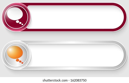 purple and silver vector abstract buttons with speech bubble