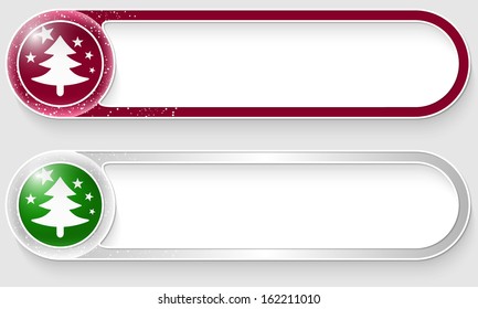 purple and silver vector abstract buttons with a Christmas tree