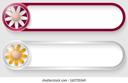 purple and silver vector abstract buttons with flower