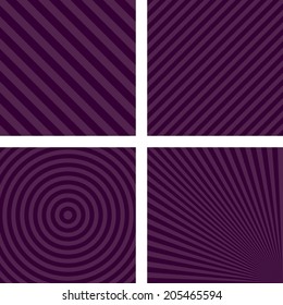 Purple simple striped pattern set - vector version