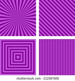 Purple simple striped wallpaper set - vector version